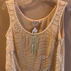Blush see-thru beaded blouse